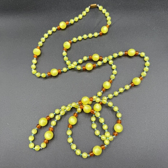 Moonglow Cateye 1970s Beaded Necklace Long - Picture 3 of 14